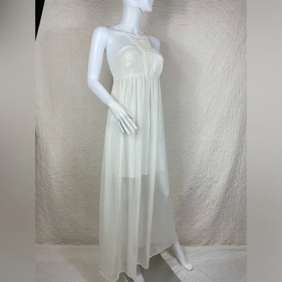 ladies partywear dress Yellow Chiffon Trendy Party Wear Dresses Ladies Floral Embroidery Flared  Fit main image 0